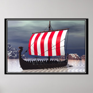 Poster Drakkar Viking voilier