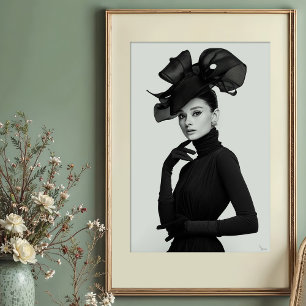 Poster Drame sculptural : Portrait avant-gardiste monochr