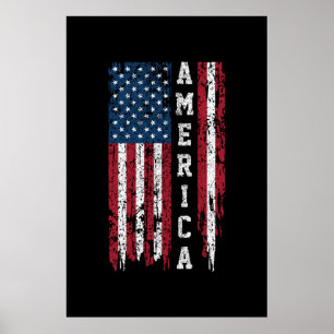 Poster Drapeau 4 juillet américain