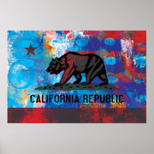 Poster Drapeau abstrait de la Californie