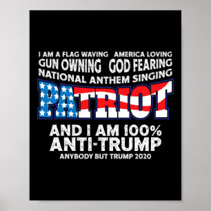 Poster Drapeau Agitant Rouge Blanc Et Bleu Anti Trump