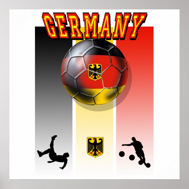 Poster Drapeau allemand de football ballon de ballon kick (Devant)