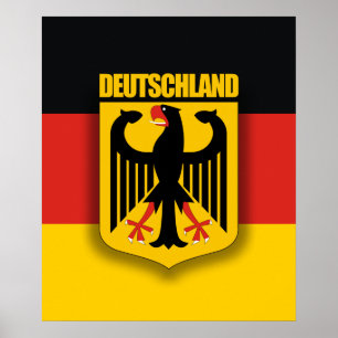 Poster Drapeau allemand et armoiries
