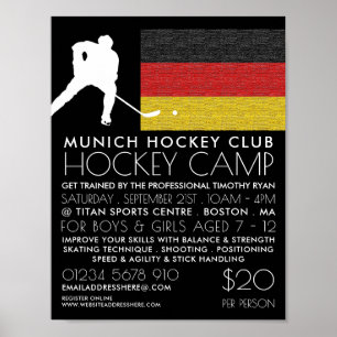 Poster Drapeau allemand, Joueur de hockey, Publicité de c