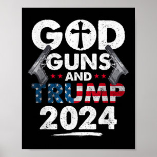 Poster Drapeau Américain 2024 De God Guns Et Trump