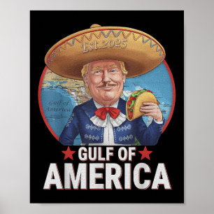 Poster Drapeau Américain 2025 Du Golfe Rétro D'Amérique E
