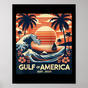 Poster Drapeau Américain 2025 Du Golfe Rétro D'Usa Amériq