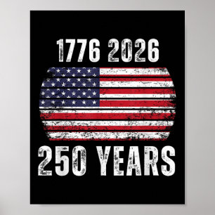 Poster Drapeau américain 250e anniversaire États-Unis Joy