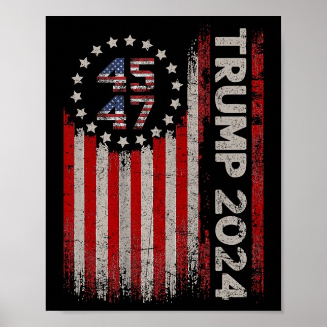 Poster Drapeau américain 47 Trump 2024 (Devant)
