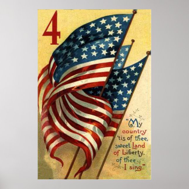 Poster Drapeau américain 4 juillet (Devant)