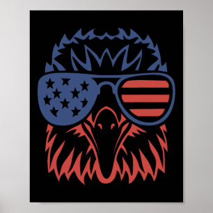 Poster Drapeau américain 4 juillet Aigle patriotique