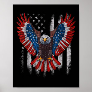 Poster Drapeau Américain Aigle Bald 4 Juillet Usa Patriot