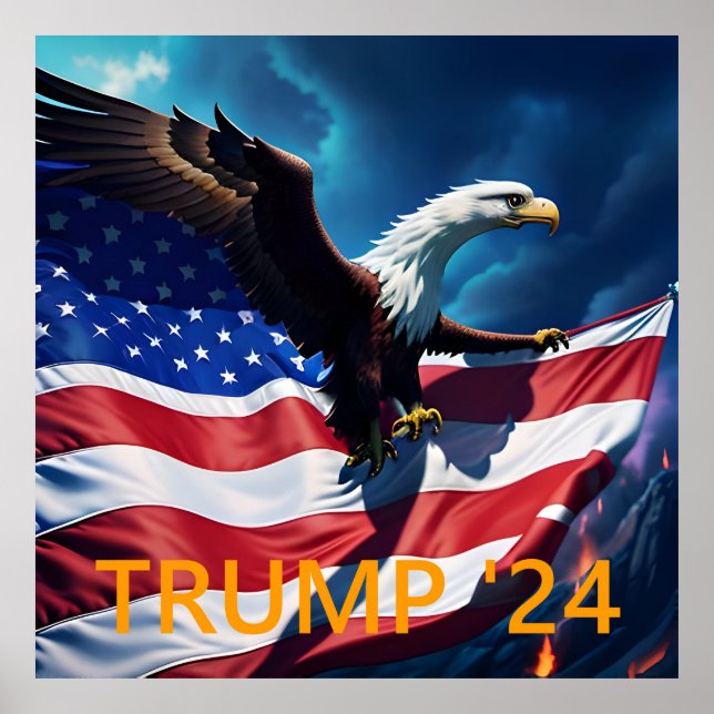 Poster Drapeau américain Aigle TRUMP 2024 (Devant)