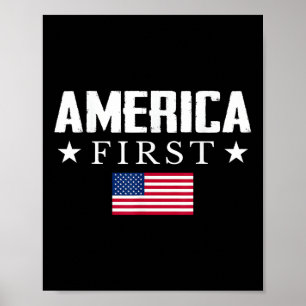 Poster Drapeau américain America First