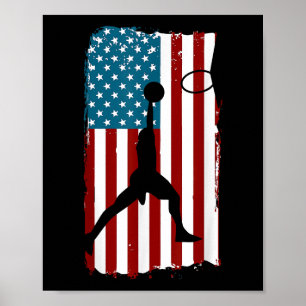 Poster Drapeau américain américain Basket-ball Athlète pa