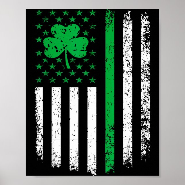 Poster Drapeau américain avec trèfles pour la saint patri (Devant)