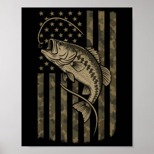 Poster Drapeau Américain B Camouflage de pêche Patriote P