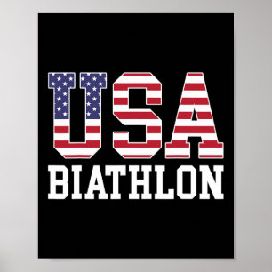 Poster Drapeau Américain Biathlonist - Américain Biathlon