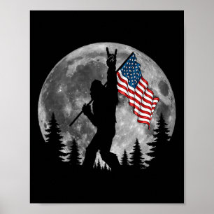 Poster Drapeau Américain Bigfoot Sasquatch Patriotique 4è