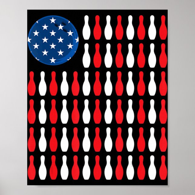 Poster Drapeau américain - Bowler et Bowling patriotique (Devant)