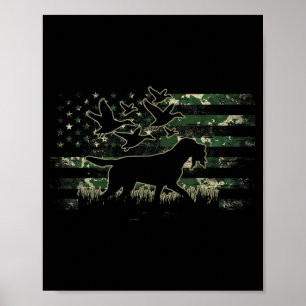 Poster Drapeau américain camouflage de chien de chasse de
