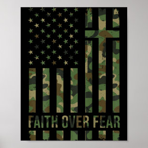 Poster Drapeau américain camouflage Foi sur la peur chrét