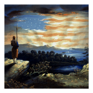 Poster Drapeau américain céleste dans le ciel, Guerre de