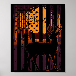 Poster Drapeau américain Chasse aux cerfs Cadre Soleil Dr