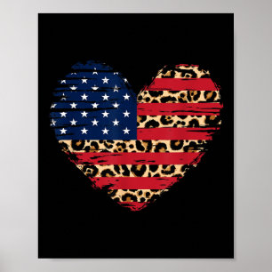 Poster Drapeau américain Coeur Forces armées patriotiques