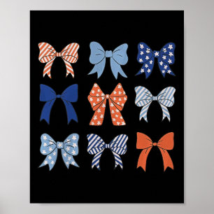 Poster Drapeau Américain Coquette Bow Et Ribbons Us Drape