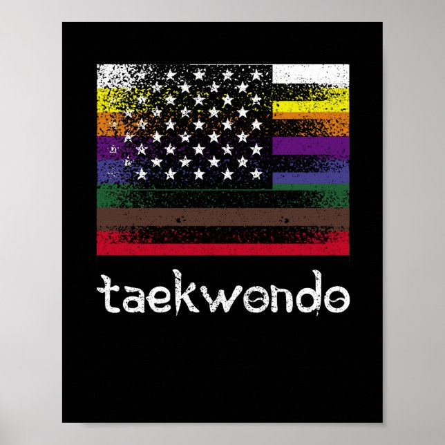 Poster Drapeau américain Couleurs de ceinture noire blanc (Devant)
