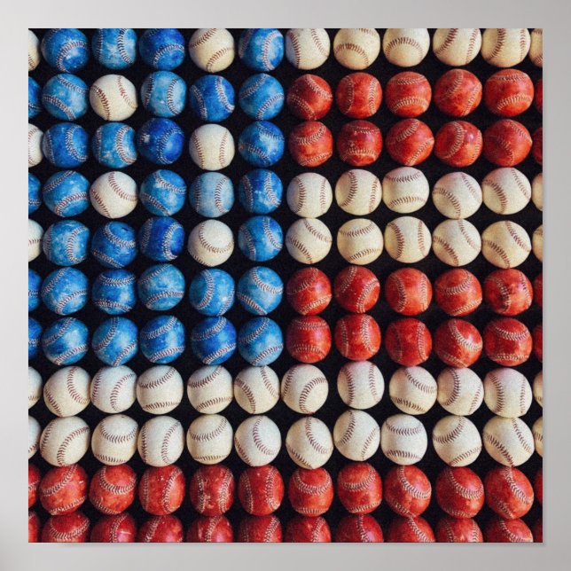 Poster Drapeau américain de baseball (Devant)