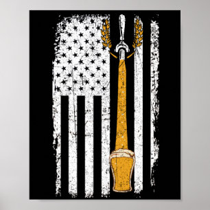 Poster Drapeau américain de bière d'artisanat USA 4 juill