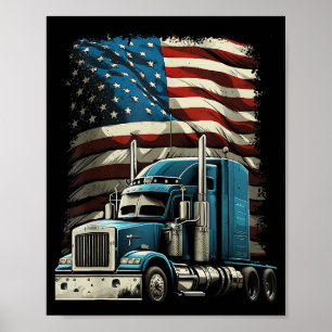 Poster Drapeau américain de camionnette pour voiture patr