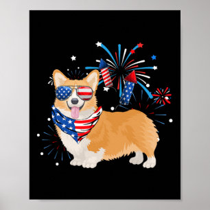 Poster Drapeau américain de chien 4 juillet Hommes femmes