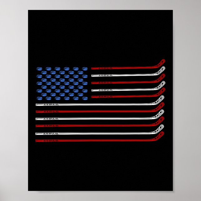Poster Drapeau américain de hockey 4 juillet USA Patrio (Devant)