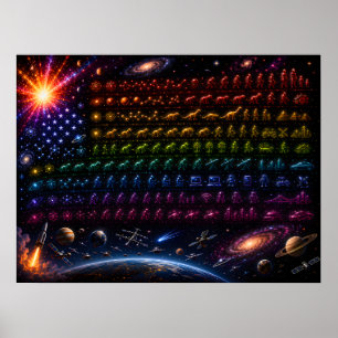 Poster Drapeau américain de l'évolution cosmique Big Ba