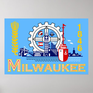 Poster Drapeau américain de Milwaukee, Wisconsin
