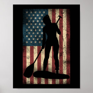 Poster Drapeau américain de Paddleboard de la SUP Paddleb
