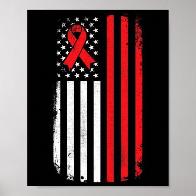 Poster Drapeau américain de sensibilisation au cancer du  (Devant)