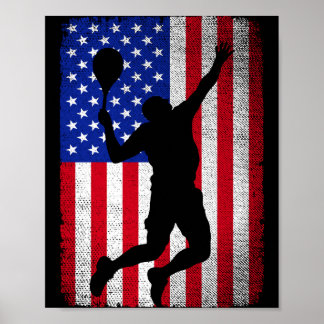 Poster Drapeau américain de tennis pour hommes femmes