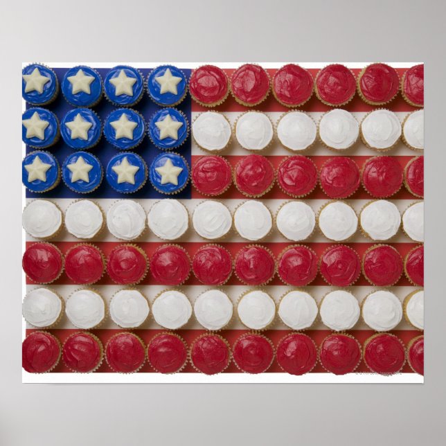 Poster Drapeau américain en cupcakes (Devant)