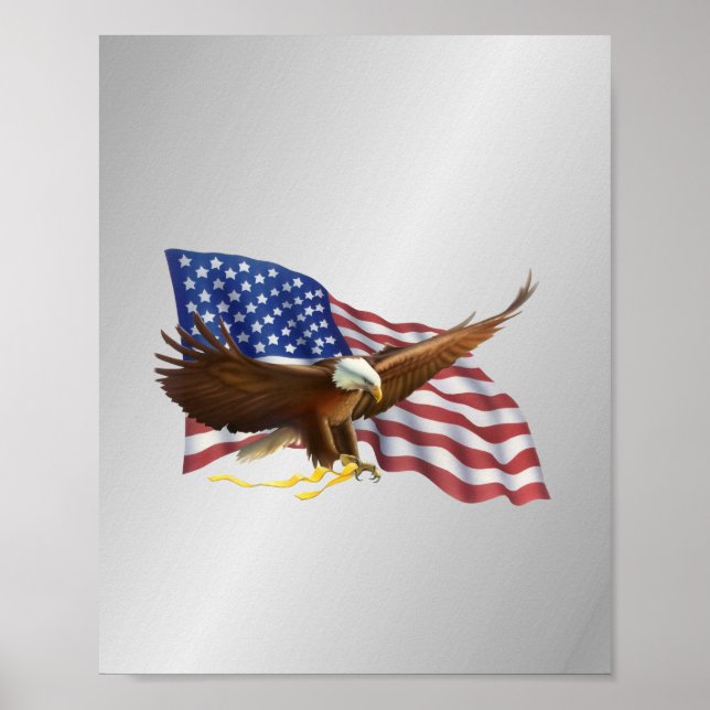 Poster Drapeau américain et argent d'aigle (Devant)