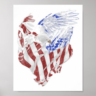 Poster Drapeau américain et pygargue à tête blanche patri