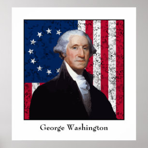 Poster Drapeau américain et Washington