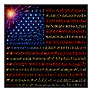 Poster Drapeau américain évolution | Big Bang à l'humanit