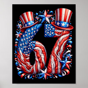 Poster Drapeau américain festif 67 Meme Usa Enfants
