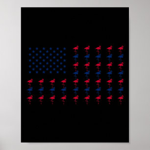 Poster Drapeau américain Flamant rose Lover 4 juillet Pat