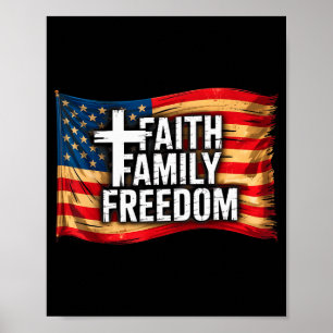 Poster Drapeau Américain Foi Famille Liberté Chrétien 