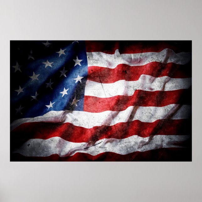 Poster Drapeau américain Grunge (Devant)